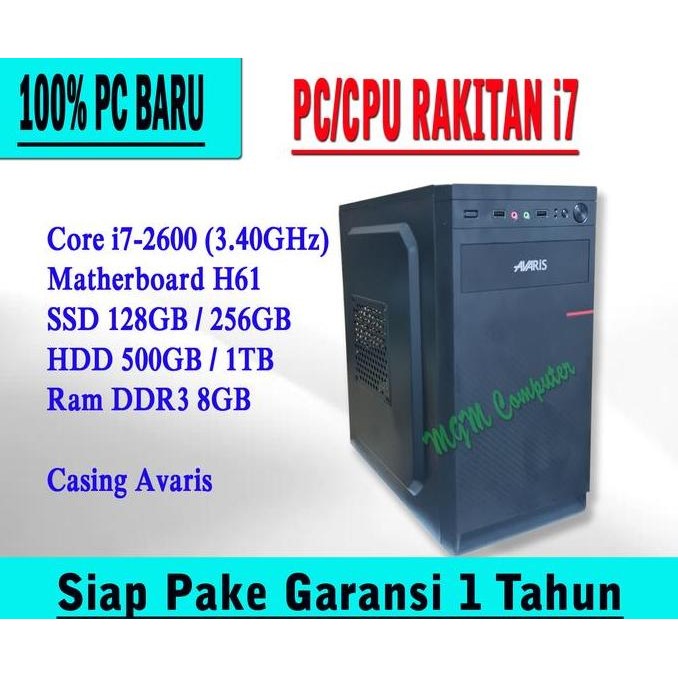 PC/CPU Rakitan Core i7 Ram 8GB Baru Garansi