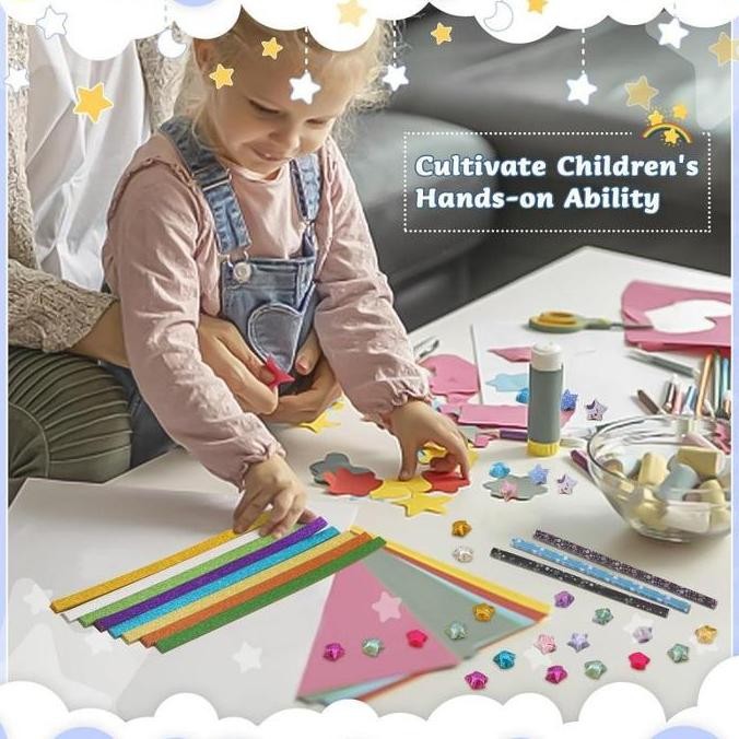 

baru 360pc Kertas Bintang Glitter Kertas Origami Bintang Origami Star Paper
