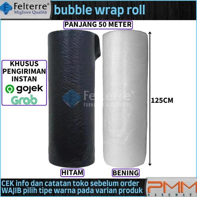 

ready stock bubble wrap roll FELTERRE | plastik buble hitam bening pengaman paket