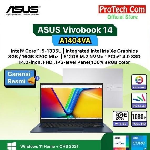 ASUS VIVOBOOK 14 A1404VA i5-1335U 16GB 512GB iRis Xe 14" FHD W11 OHS