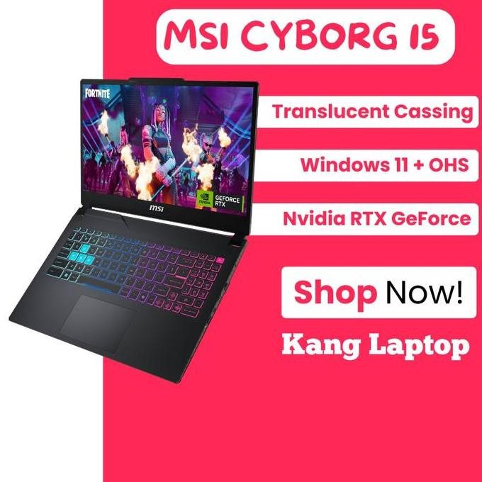 MSI Cyborg 15 RTX 4060 8GB Windows 11+OHS 15.6FHD IPS 144HZ 4ZRGB 2YR Laptop