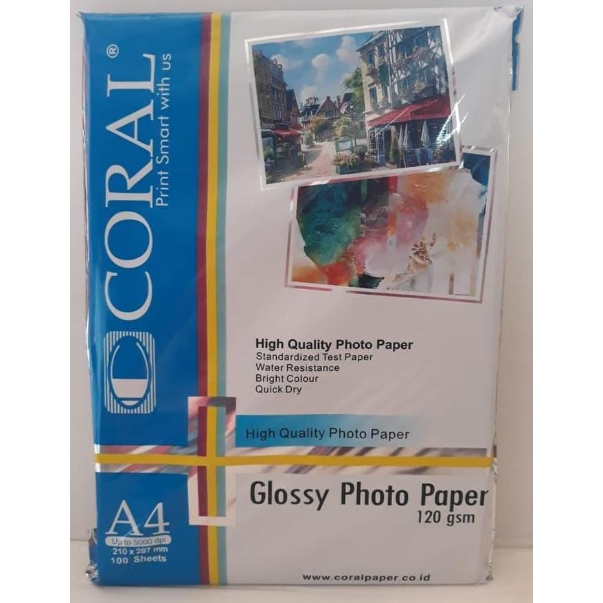 

baru Coral glossy paper 120gsm isi 100 sheets