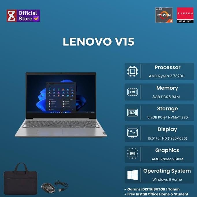 LENOVO V15 AMD Ryzen 3-7320U 8GB/512GB SSD 15.6'' Full HD Windows 11**