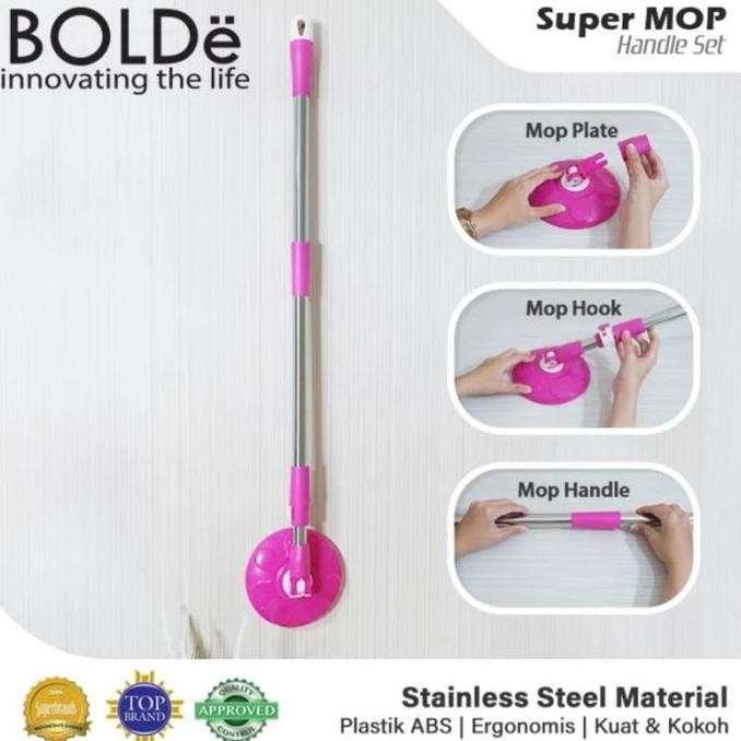 ready  BOLDE : SUPER MOP HANDLE SET / GAGANG TONGKAT KEPALA PEL SPIN MOP
