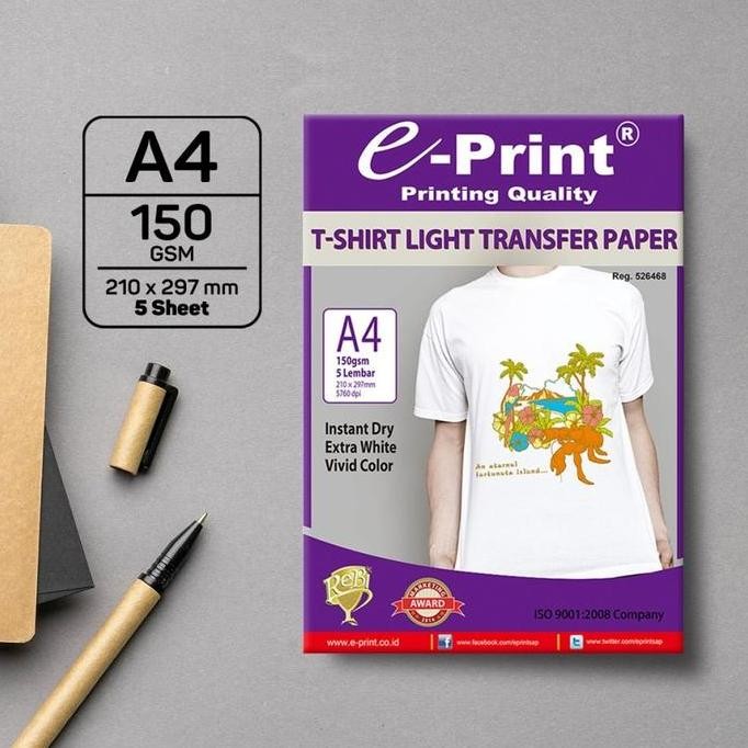 

baru Kertas Sablon E-print Transfer Paper T-shirt Dark 300gsm Light 150gsm
