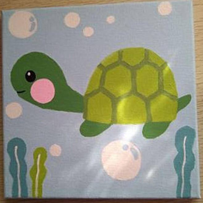 

ready Painting by Number Children Canvas Under the Sea/ Alat Set Kanvas Lukis Anak Versi Hewan Laut Frame Kayu Mainan