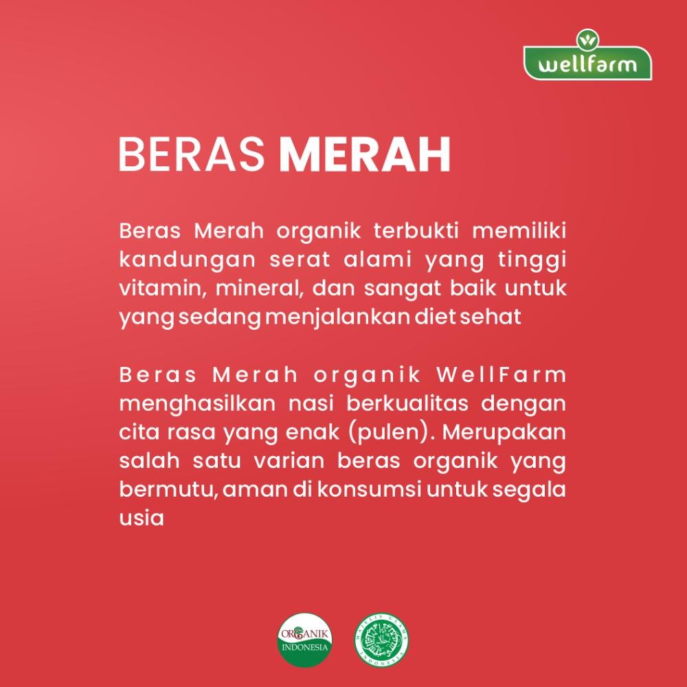 

ready WellFarm Beras Merah Organik Export Quality 1Kg | Beras Merah Wangi Pulen Premium Pecah Kulit murah