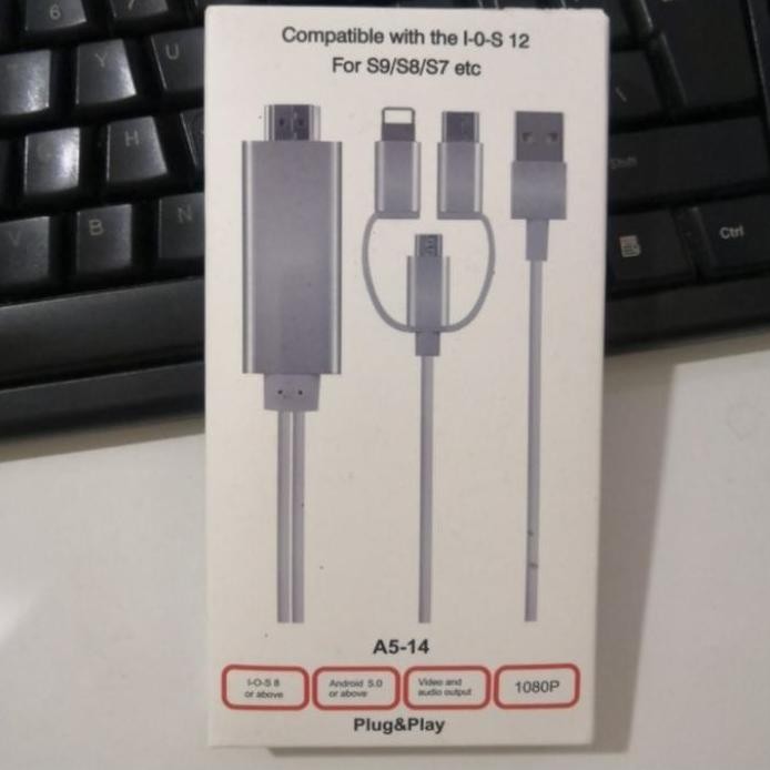 new  Kabel Mirascreen / Kabel Mirroring HP ke TV / Support Semua HP non MHL