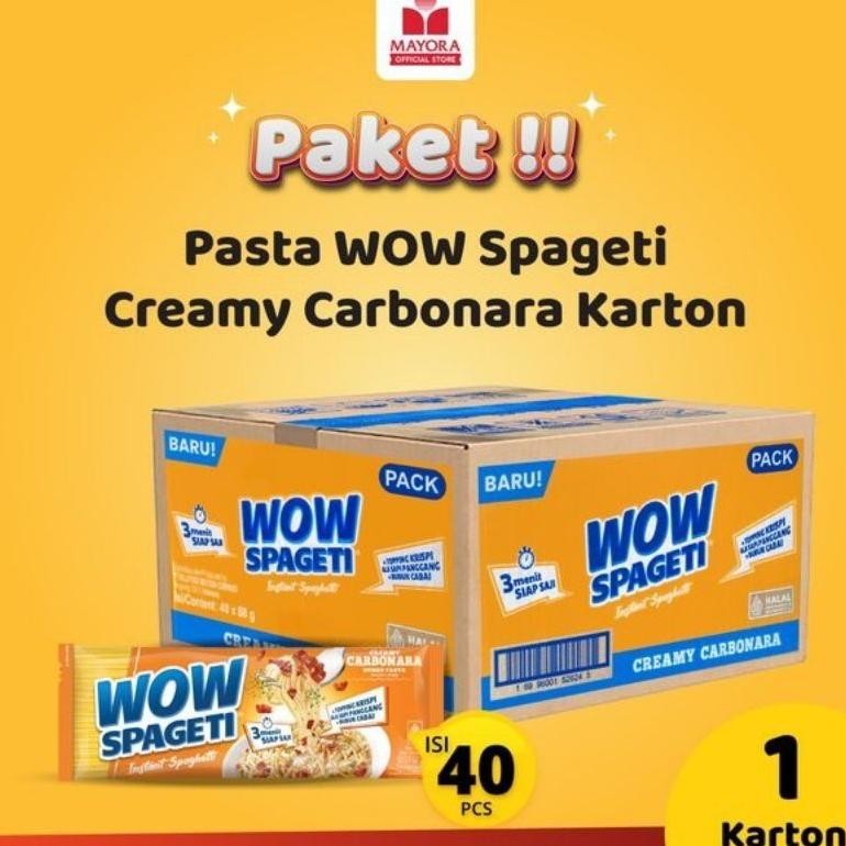 

ready Wow Spageti Creamy Carbonara 1 karton Isi 40 PCS HARGA PROMO murah