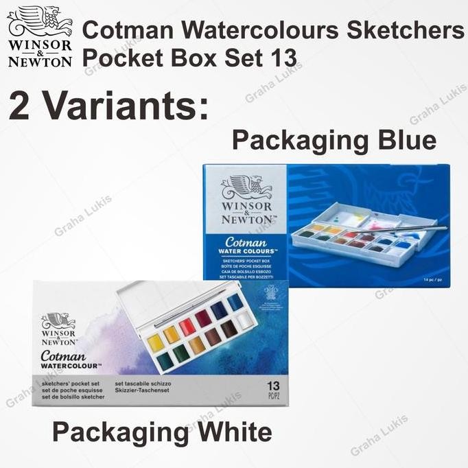 

ready WINSOR&NEWTON COTMAN WATER COLOURS SKETCHERS' POCKET BOX - 12 HALF PAN