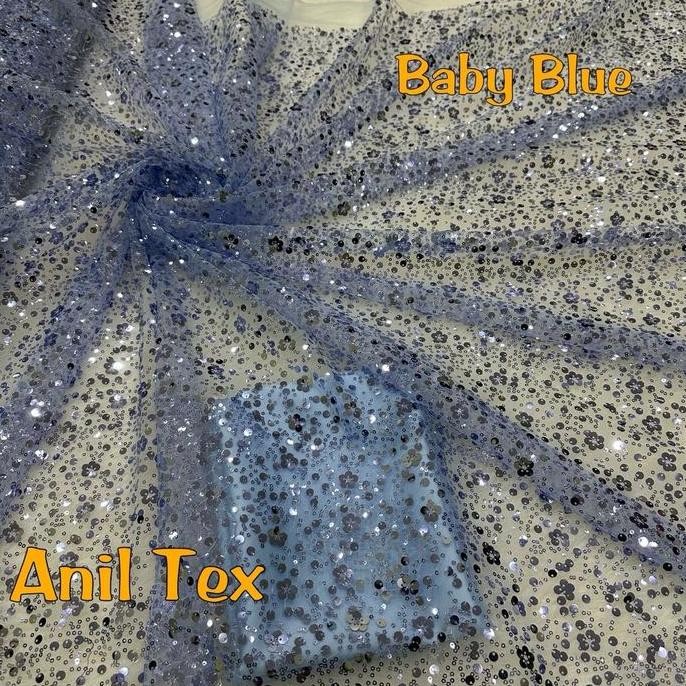 Kain Tile Payet Squeen Premium / Tulle Payet Zuhair Kaca / Bahan Squeen Payet Mewah murah