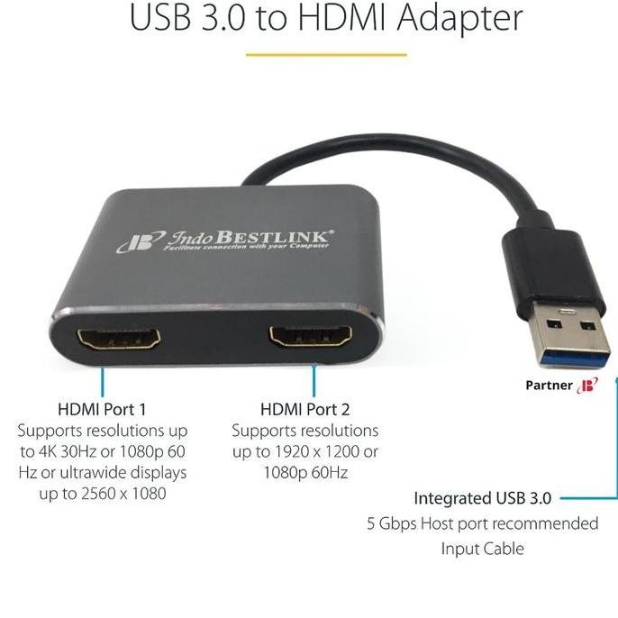 new  USB 3.0 to Dual HDMI Adapter / Converter USB 3.0 To HDMI 2 Female