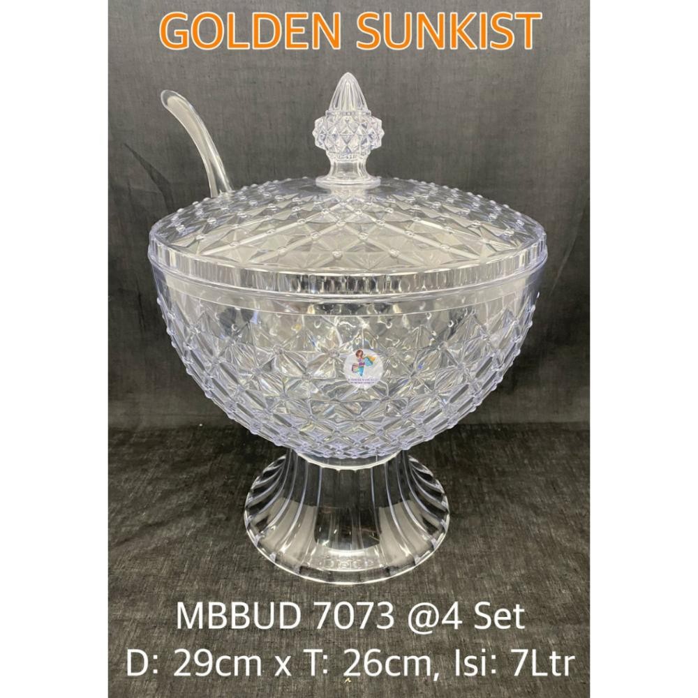 Mangkok Sop Buah Tempat Es Buah Set Gelas Golden Sunkist Stock