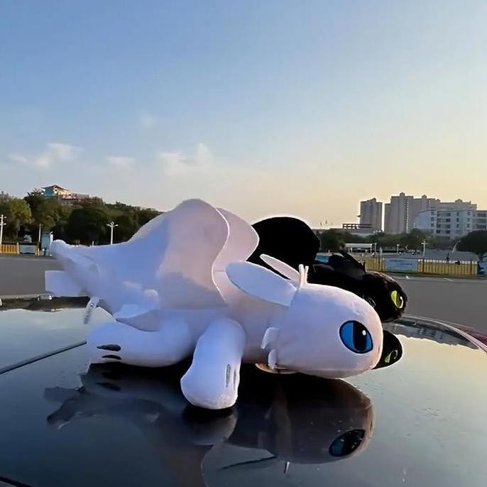 ready Boneka Toothless Naga Terbang Dekorasi Kendaraan untuk Atap Mobil, Motor, dan Helm 35cm