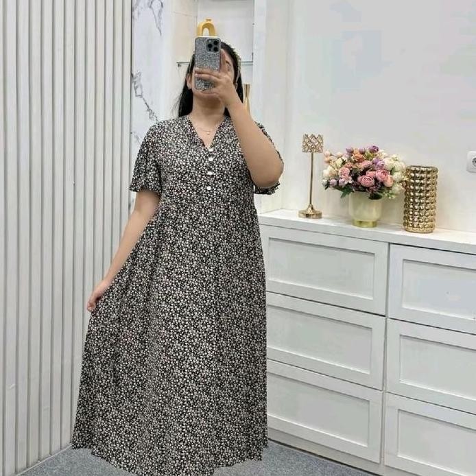 ready stock Daster Wanita Annisa Fashion Rayon Lembut Motif Jumbo Busui Kancing Aktif - Kain, Katun 