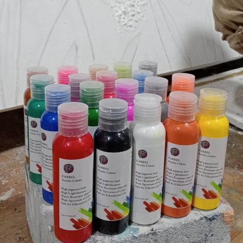 

Cat Akrilik / Lukis / Kanvas / Mural Paket 5 Warna Primer Isi 100 ml Per Botol Farrel Acrylic Colour Terlaris