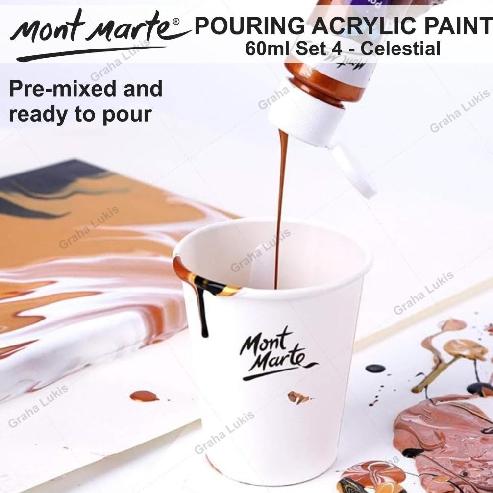 

Mont Marte Pouring Acrylic Paint 60ml (2oz) 4pc Set - Celestial Terlaris