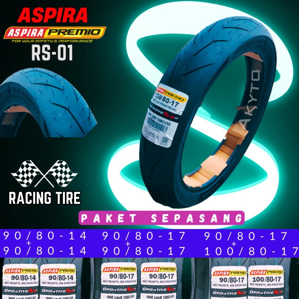Produk Baru Ban Sepasang Aspira Premio RS-01 Tubeless Ring 14 & 17 - Ban Balap Road Race - Beat Vari