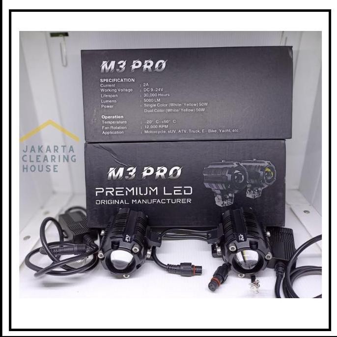 M3 Pro Lampu Tembak Led Foglamp Mobil Motor Dual Mode Beam No Saklar