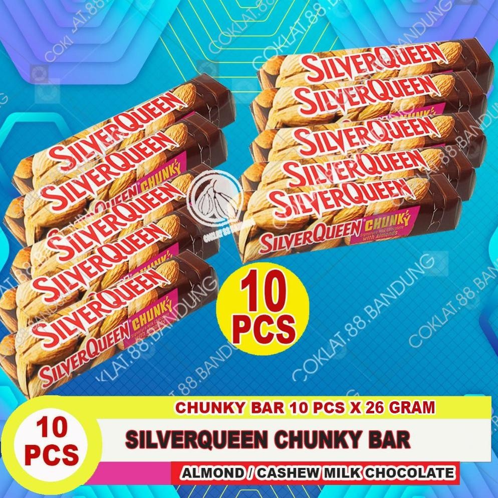 

Produk Baru!! SilverQueen Chunky Bar Mini 26gr Isi 10 Pcs - Coklat Silver Queen Kecil Almond