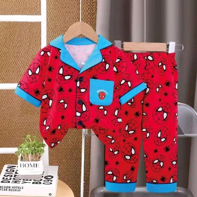 Grosir Piyama Anak Katun Organik Cpk Spider Merah
