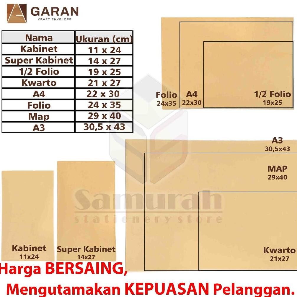 

Amplop Kertas Coklat GARAN Ukuran Kabinet Kaca 11 x 24 cm / Amplop Gaji Jendela Kiri - Kanan 70 Gsm - Gram 1 pak isi 100 RB07