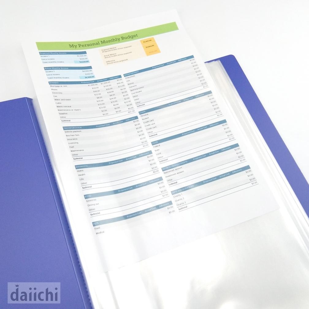 

Daiichi - Clear Holder 60/100 Pocket Document Map File Dokumen Keeper Display Book Daiichi DPR File Organizer Holder Map Ukuran A4 / Folio