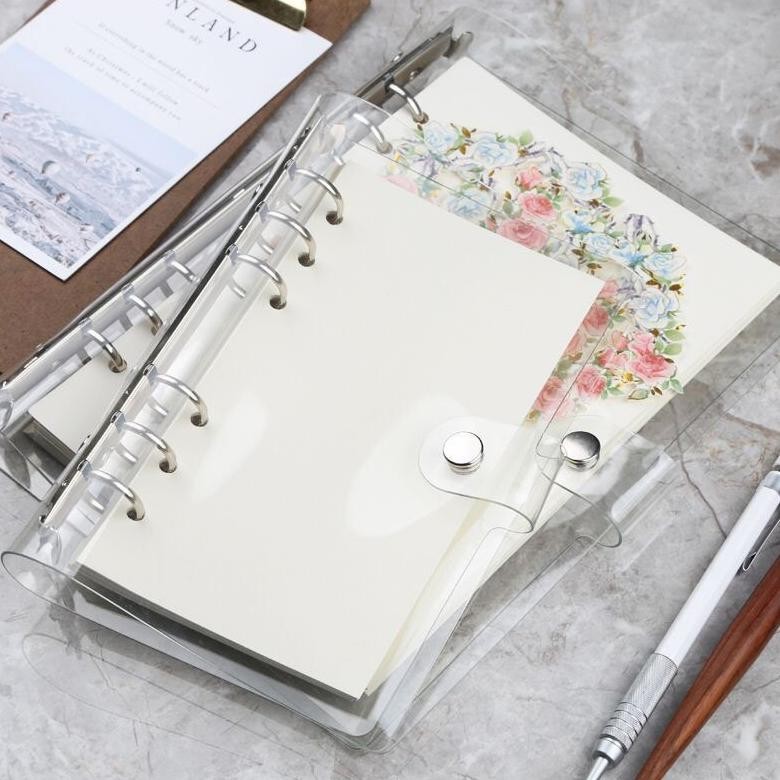 

Korean Style Clear Cover 6 Ring Binder / Plastik Sampul Buku Silikon Transparant Kancing Lucu Unik RB07