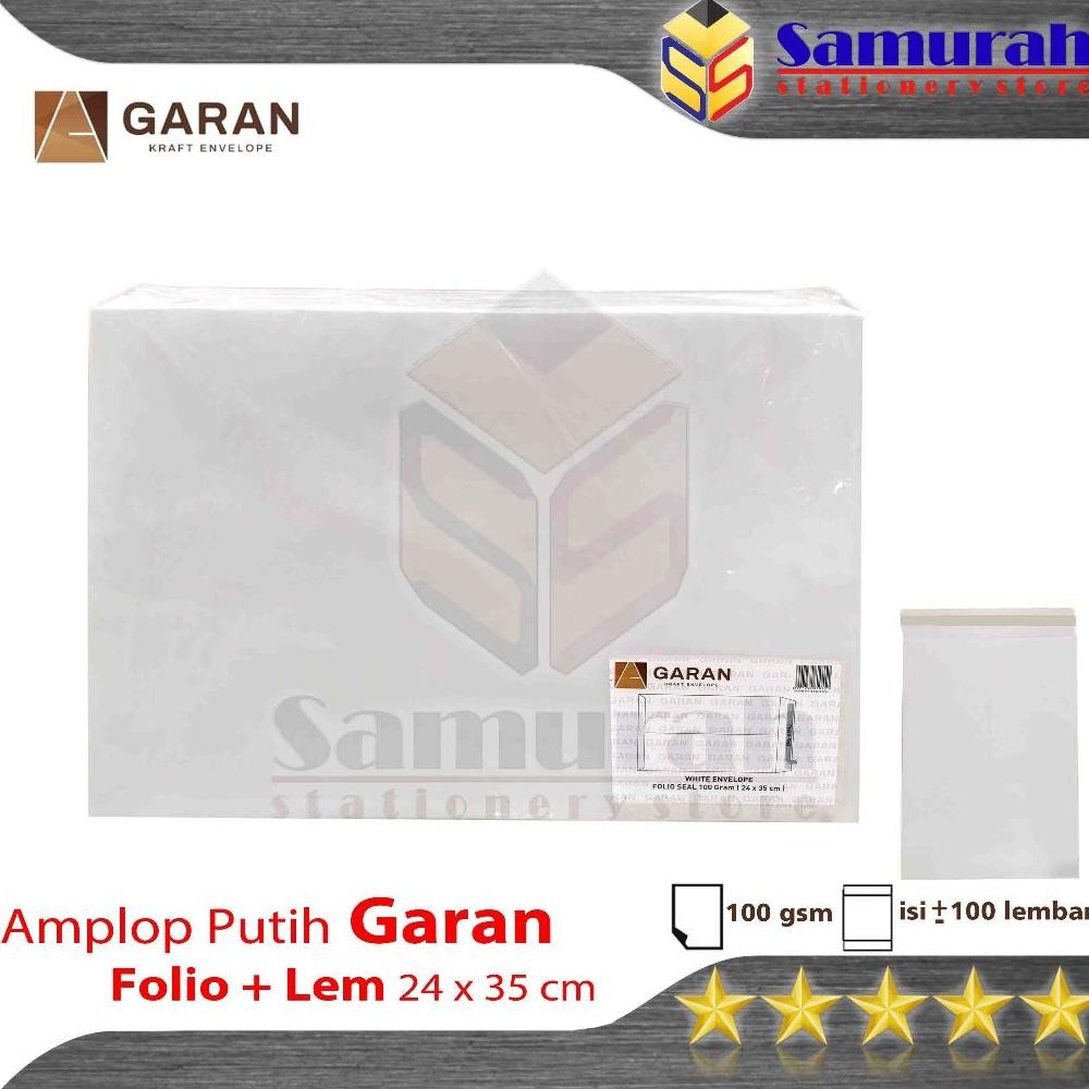 

Baru Amplop Putih Folio 24x35cm Isi 100 | Amplop HVS Tebal 100gsm GARAN Dokumen F4