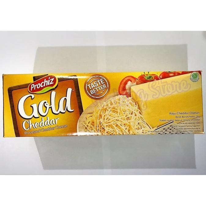 

Baru Keju Cheddar Prochiz Gold 2Kg - Keju Olahan Tahan Panas