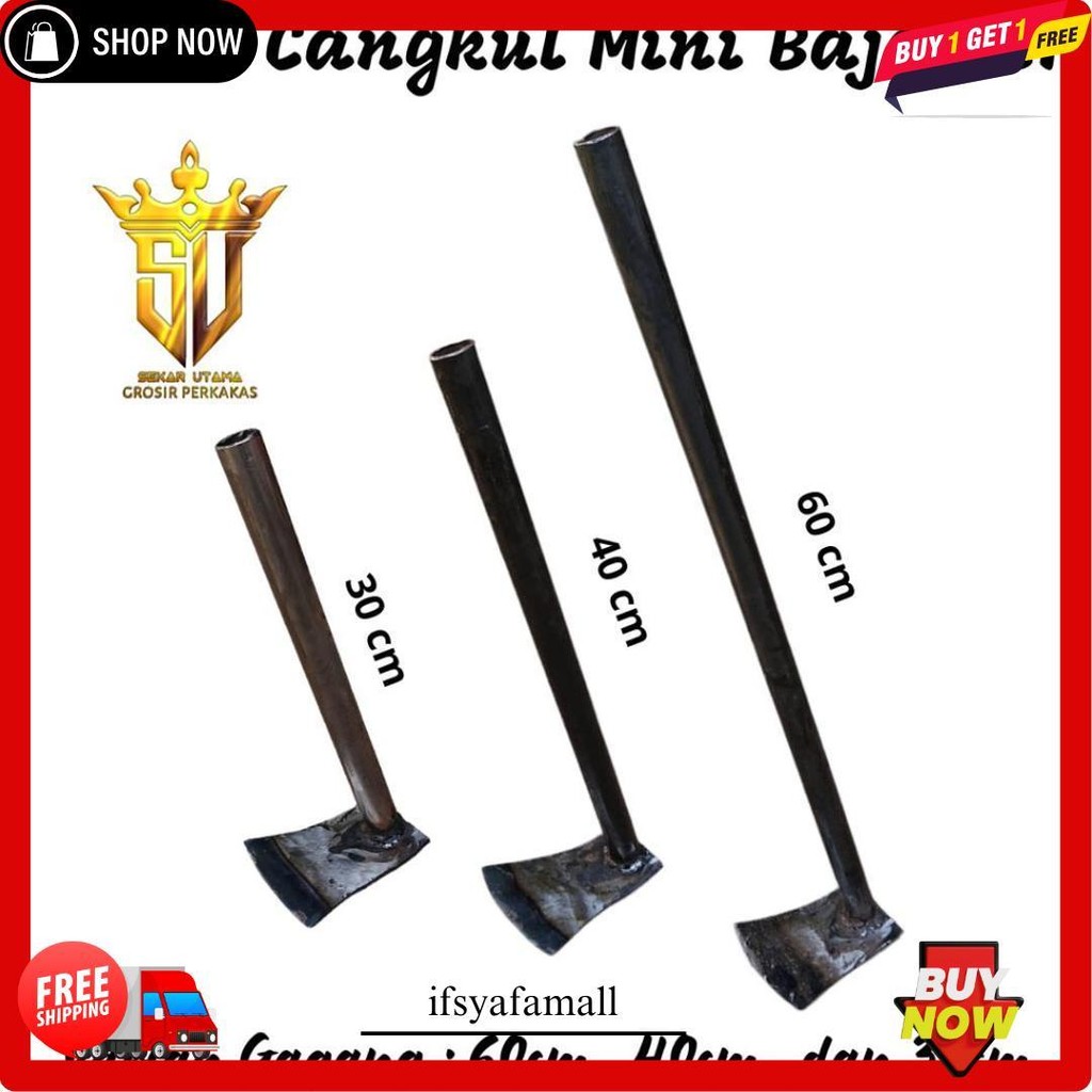 Cangkul Kecil Baja Per Mobil/ Petel Wangkil/ Cangkul Mini Full Besi Bahan Baja Per Ukuran 30 40 60 O