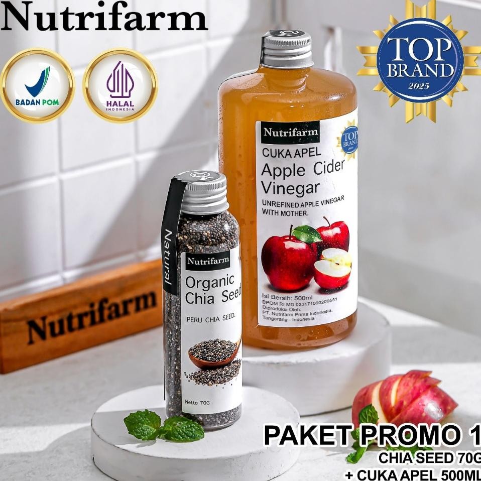 

Nutrifarm Paket Cuka Apel Ml Dan Chia Seed 70Gr Organik Halal Bpom