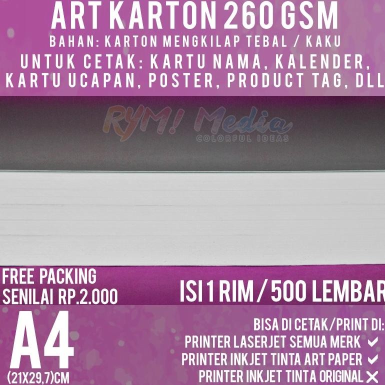 

Sale! Kertas Art Carton A4 260Gsm Glossy - Isi 500 Lembar Kertas Tebal