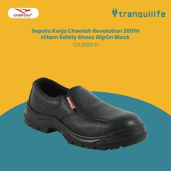 

Terlaris Sepatu Kerja Cheetah Revolution 3001H Hitam Safety Shoes Slipon Black