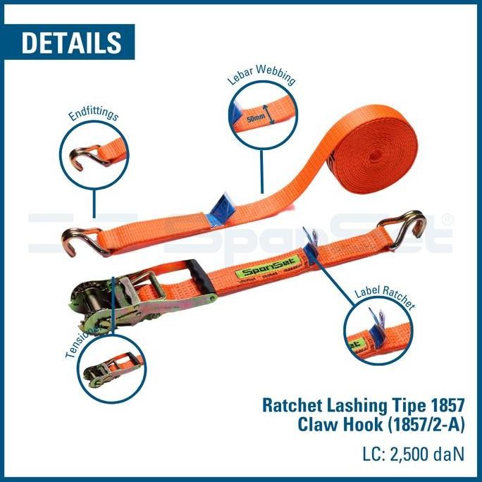 

Terlaris Spanset Ratchet Lashing Tipe 1857 Claw Hook Kapasitas Ikat 2,5 Ton