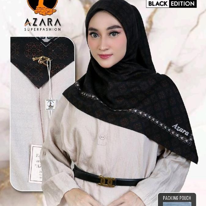 Paket Usaha Azara VOAL MOTIF BLACK EDITION ISI 10 pcs  Metal Logo dan Kerudung Hitam Muslim Square J