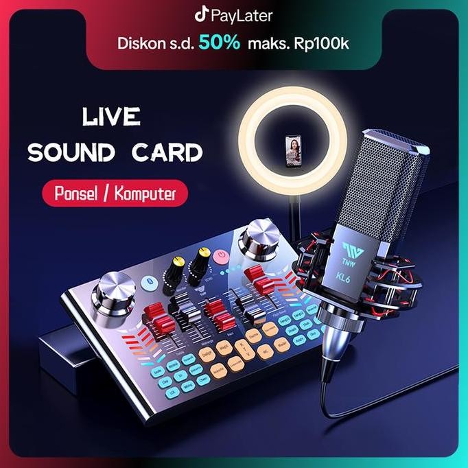 Tnw-V18 Sound Card Bluetooth Live Soundcard V18 Soundcard Audio Live Mixer Untuk Live Streaming Kara