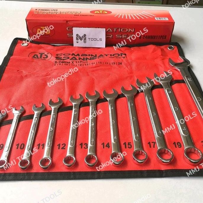 Kunci Ring Pas Set ATS 11pcs 8-24mm - ATS Kunci ring pas set tebal