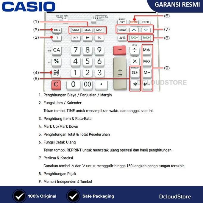 

restock Calculator Original Casio FR-2650RC Printing Kasir Kalkulator Printer