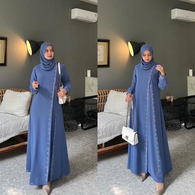 Baju Gamis Muslim Syari Wanita Perempuan Premium Dress Ceruty Acara Pesta Kondangan Mewah Elegan Ter