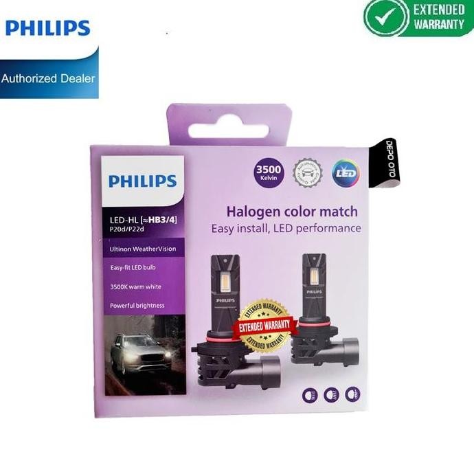 ready Philips Ultinon Weather Vision LED HB3 HB4 3500K Lampu Mobil Kuning