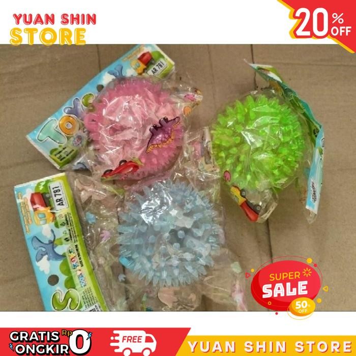 MAINAN ANAK BOLA KARET DURI FLASHING LAMPU BUNYI AR781 / MAINAN BOLA KARET LAMPU / MAINAN BOLA LAMPU