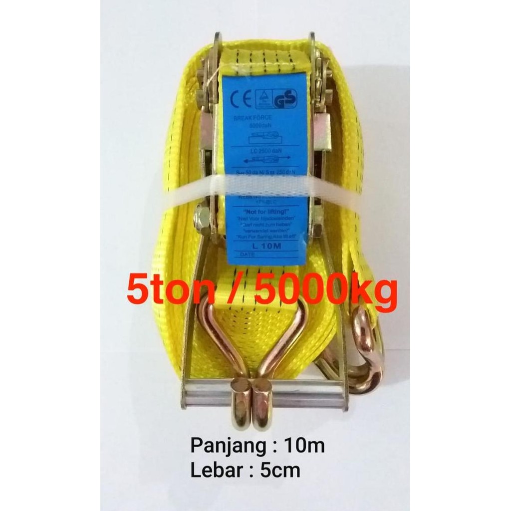

Terlaris 710155 Ratchet Tie Down 10M Webbing Cargo Lashing Belt Trackbelt 5 Ton
