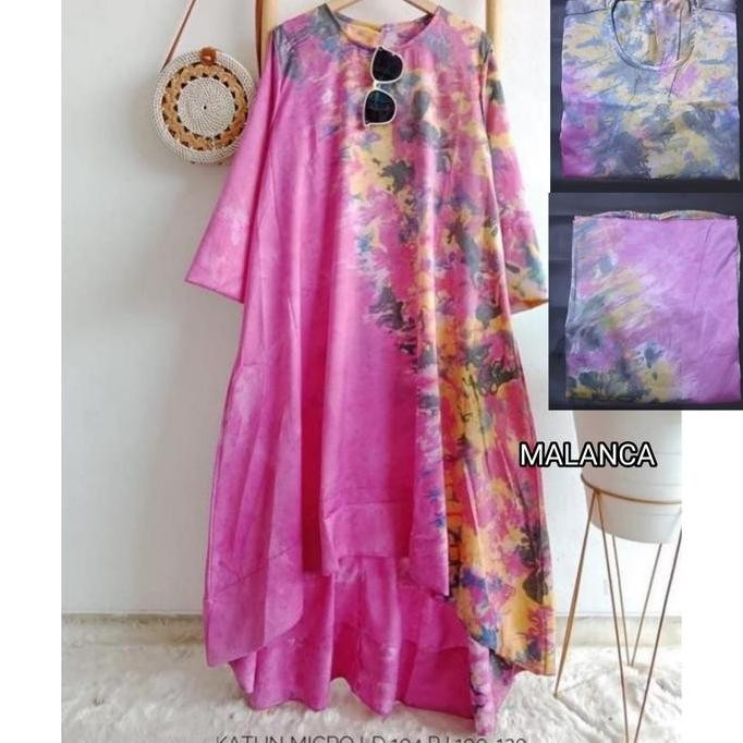 Tunik Jumputan Palembang Fashion Wanita Modern Warna Lilac Katun Motif Muslim Nyaman