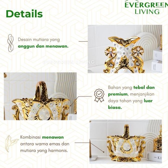 [Ev] Pajangan Dekorasi Display Mutiara Emas Hiasan Wedding Gold Dekorasi Ruangan Ornament Unik Mewah