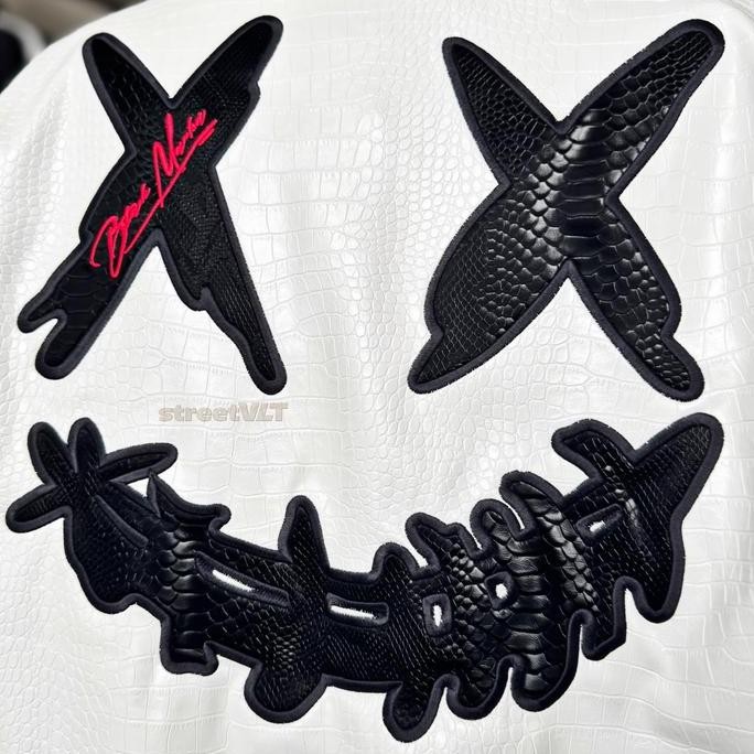 Promo Ricky Clown Black Mamba Snakeskin Embroidered Crocodile Varsity Jacket