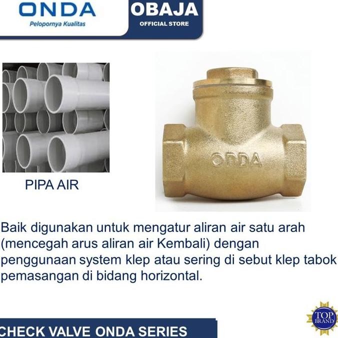 Sale Onda Check Valve 1" /Klep Tabok Kuningan Onda