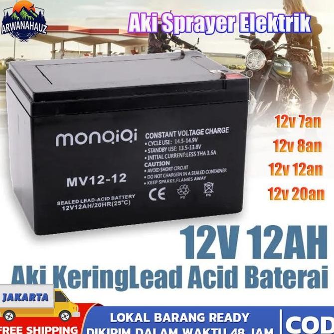 (COD) Aki Kering Original 12V 12AH / Aki Sprayer Elektrik 12v 12ah / Aki Battery12V 8Ah / Aki Kering