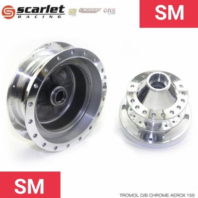 Tromol Depan Belakang SCARLET RACING Aerox 155 Chrome