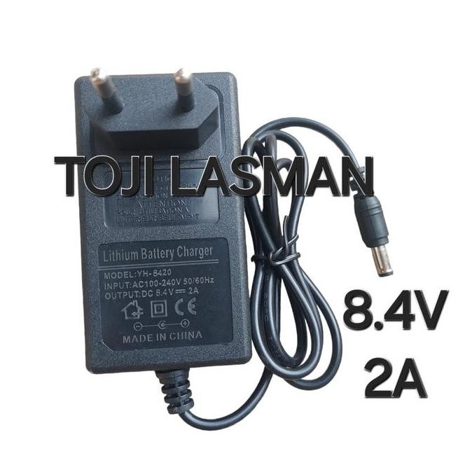 ( CHARGER 8.4V 2A ) ADAPTOR COLOKAN STRUM CARGER CASH CASAN MAINAN MOBILAN MOTORAN BATU BATERAI BATR